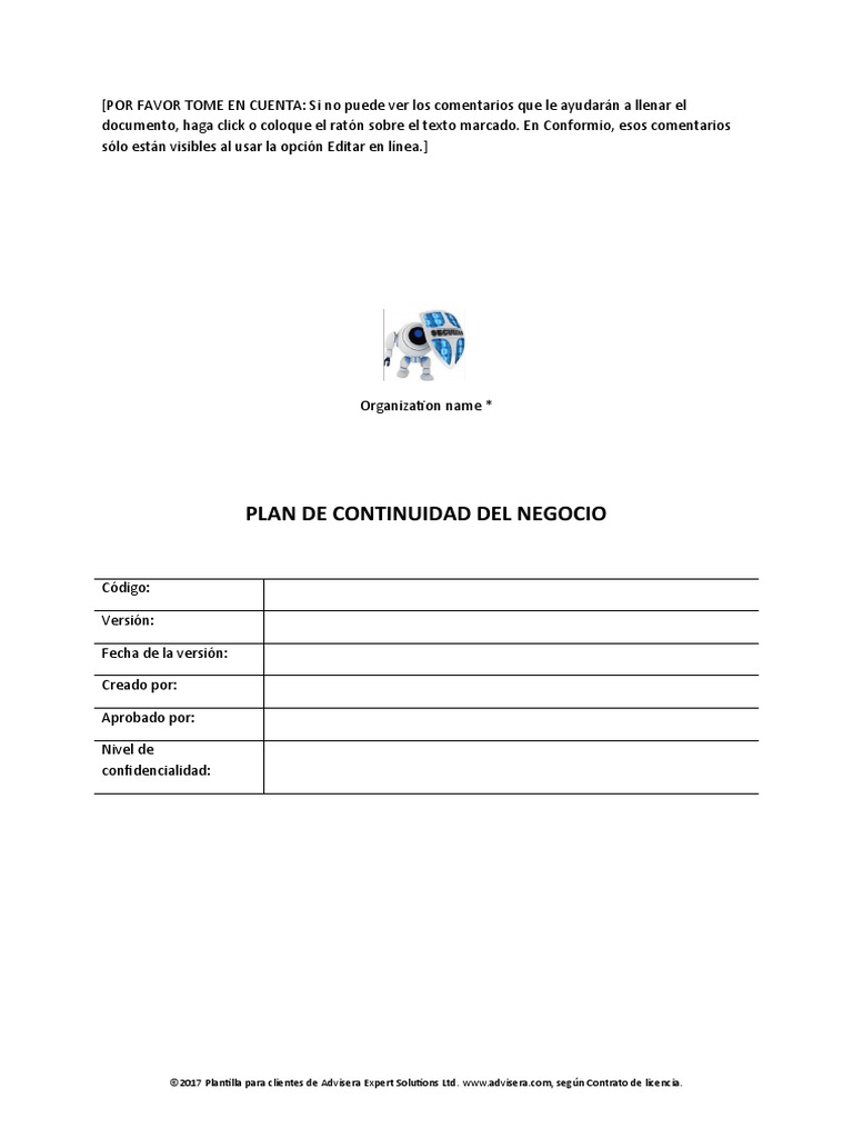 Plan de Continuidad de Negocio 03 | PDF | Business | Informática y ...
