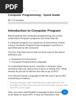 Introduction To Computer Program: Computer Programming - Quick Guide