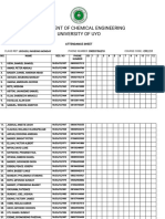 Departmentofchemi Calengi Neeri NG UNI Versi Tyofuyo: Attendancesheet