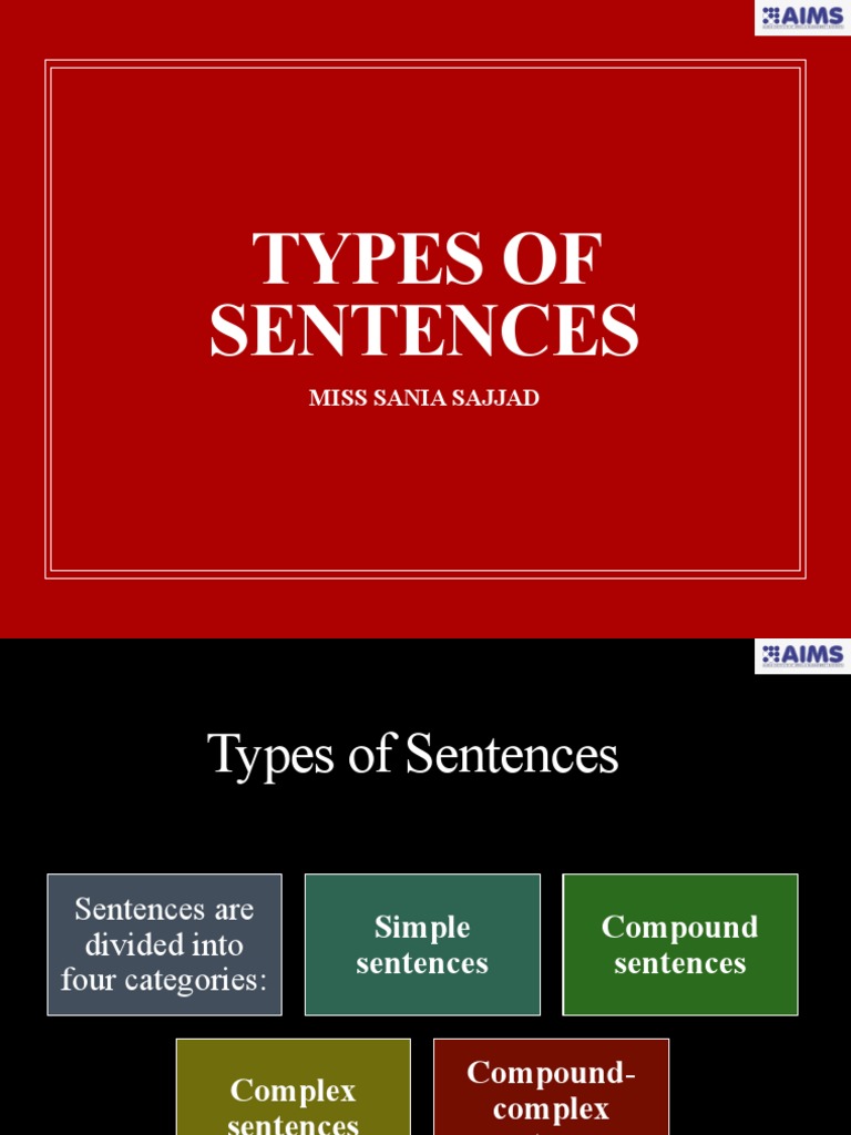 Types of Sentences: Miss Sania Sajjad | PDF | English Grammar ...