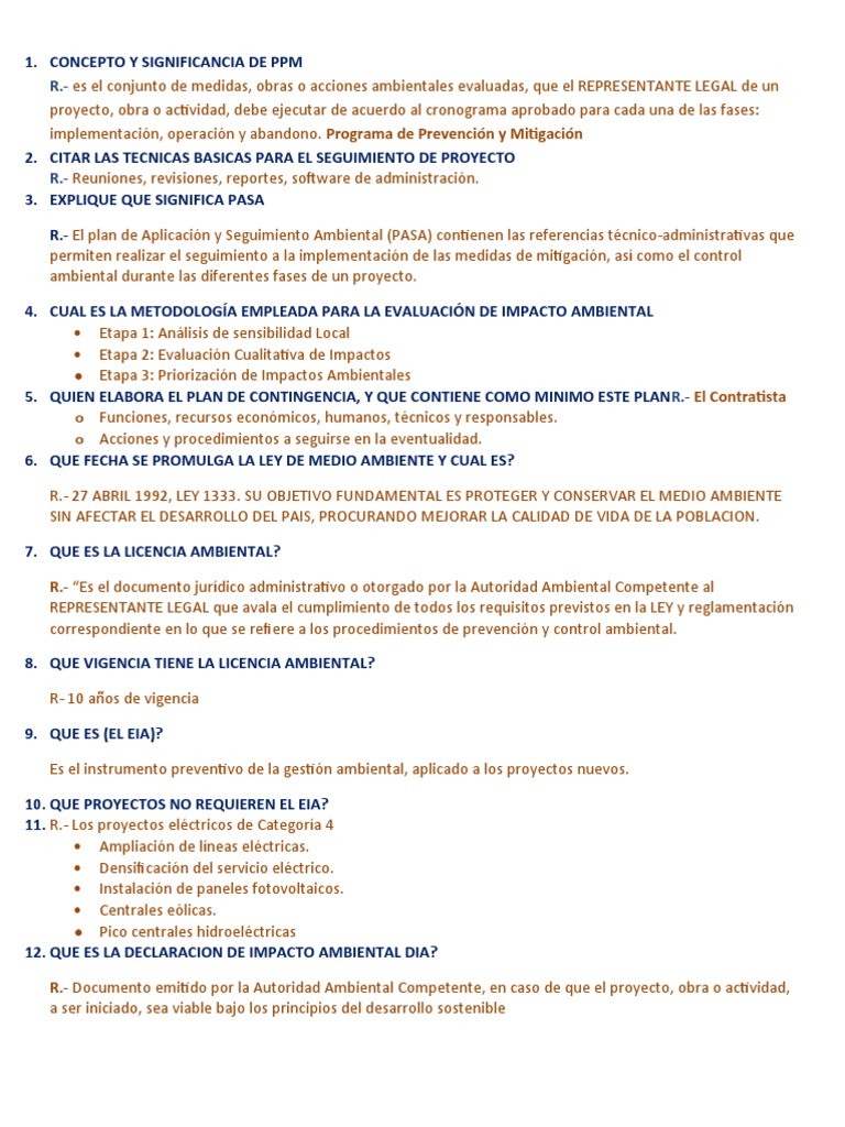 Ambiental Cuestionario Ex 2 | PDF | Evaluación de impacto ambiental ...