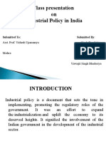 Class Presentation On Industrial Policy in India