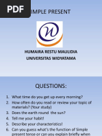 Simple Present: Humaira Restu Maulidia Universitas Widyatama