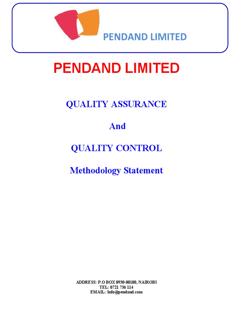 Pendand QA/QC Methodology Statement | PDF | Quality Assurance | Calibration