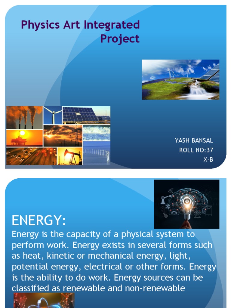 Physics Art Integrated Project Yash Bansal Roll No37 XB PDF Energy Development