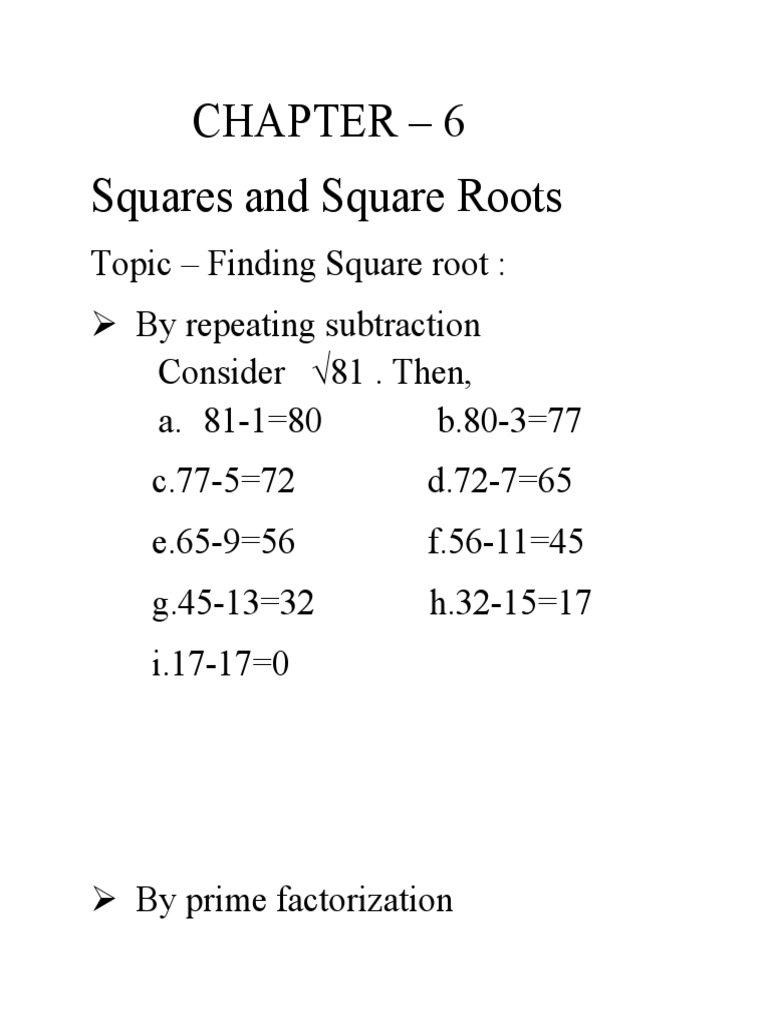 Chapter - 6 Squares and Square Roots | PDF | Home & Garden | Science ...