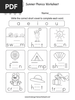 summer phonics worksheet pdf