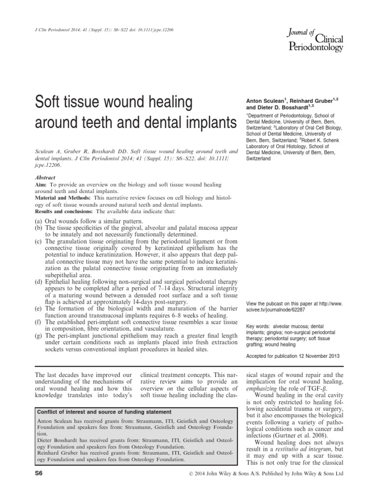 Soft Tissue Wound Healing Around Teeth and Dental Implants | PDF ...