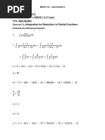 Integration by Reduction To Partial Fractions: Math 12 - Calculus 2