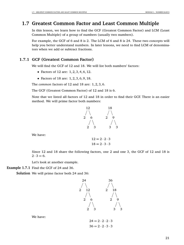 Greatest Common Factor and Least Common Multiple | PDF | Mathematical ...