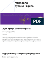 Kontekstwalisadong Komunikasyon Sa Filipino Week 11: Ekspresyong Lokal Sa Komunikasyong Pilipino