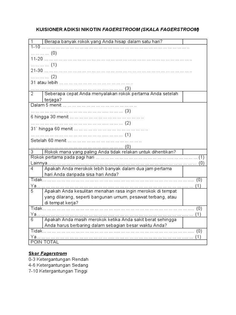 Kuisioner Adiksi Nikotin Fagerstrom PDF