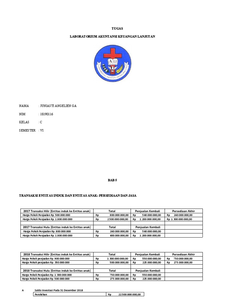 TUGAS+Lab +AKL+BAB+5 | PDF | Pengelolaan Keuangan & Uang