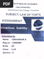 Subject: Law of Torts: Assignment