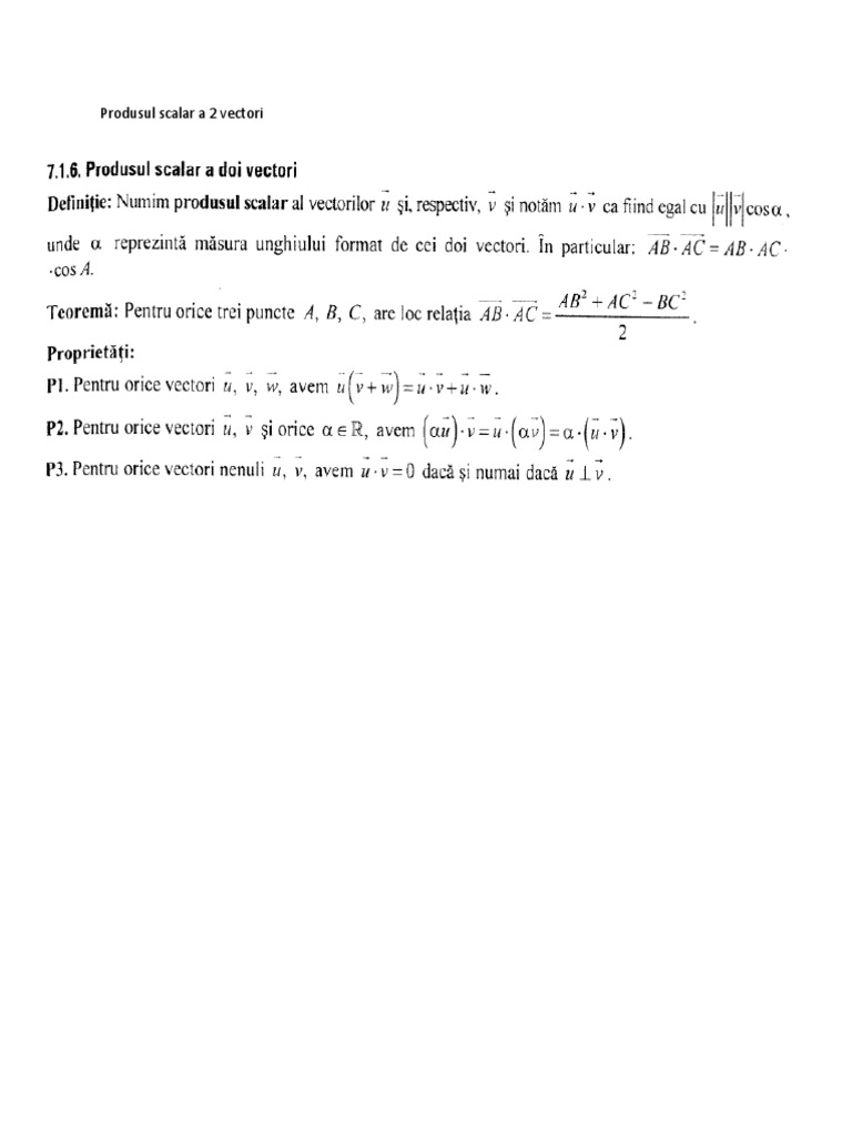 Produsul Scalar A 2 Vectori | PDF
