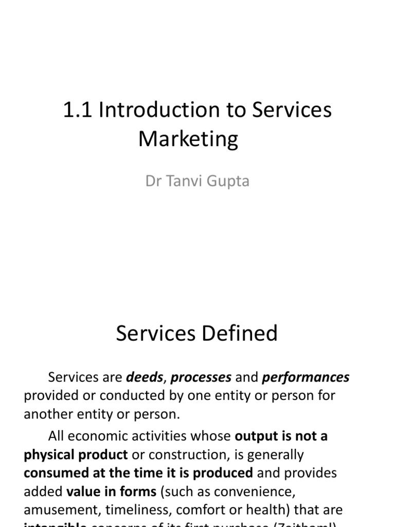 1.1 Introduction To Service Marketing | PDF | Gross Domestic Product ...