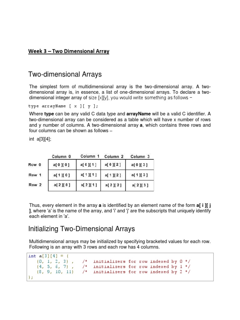 Week 3 - Prog2 - Two Dimensional Array | Download Free PDF | Array Data ...