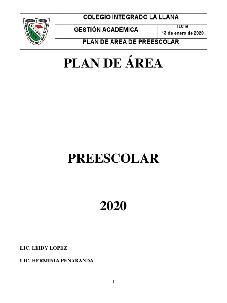 Preescolar 2020 | PDF | Educación de la primera infancia | Plan de estudios