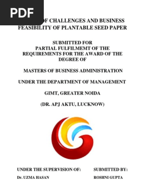 Study of Challenges and Business Feasibility of Plantable Seed Paper (Autosaved) (1)