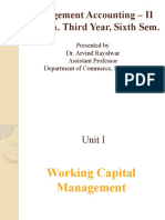 Management Accounting – II: Working Capital Management