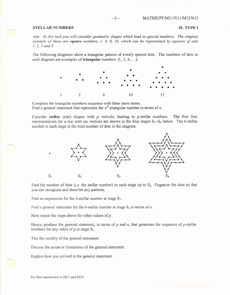 Stellar and Triangular Numbers Explained | PDF