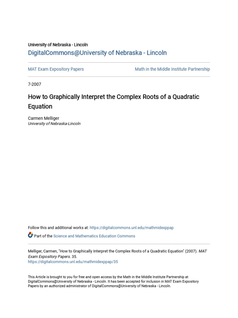 Graphing Complex Roots of Quadratics | PDF | Quadratic Equation ...