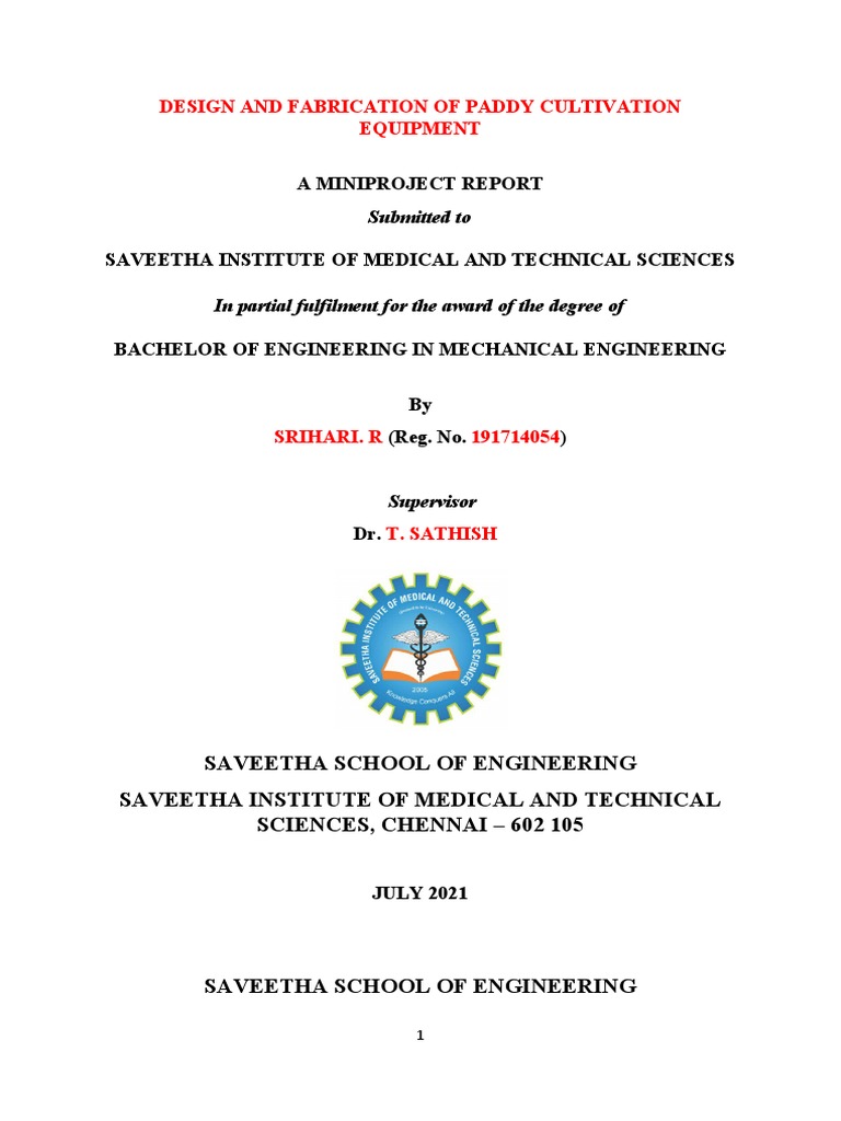 Template - Mini Project Report | PDF | Academic Degree | Mechanical ...