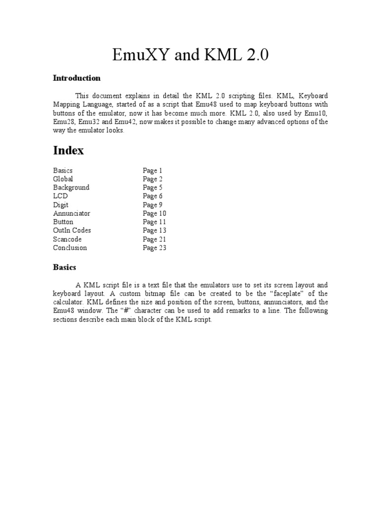 KML 2.0 Guide for Emu42 Users | PDF | Computer Monitor | Rgb Color Model