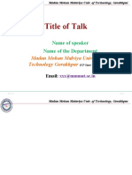 Title of Talk: Name of Speaker Name of The Department