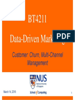BT4211 Data-Driven Marketing: Customer: Churn, Multi-Channel Management