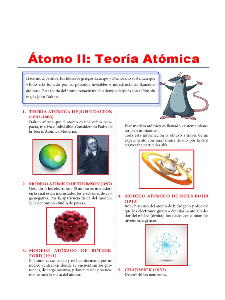 Teoría Atómica para Quinto de Primaria | PDF | Átomos | Núcleo atómico
