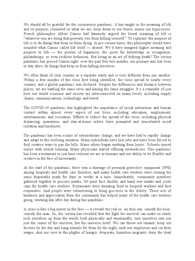 General English - COVID-19 Changed Our Life ESSAY | PDF | Meaning Of ...
