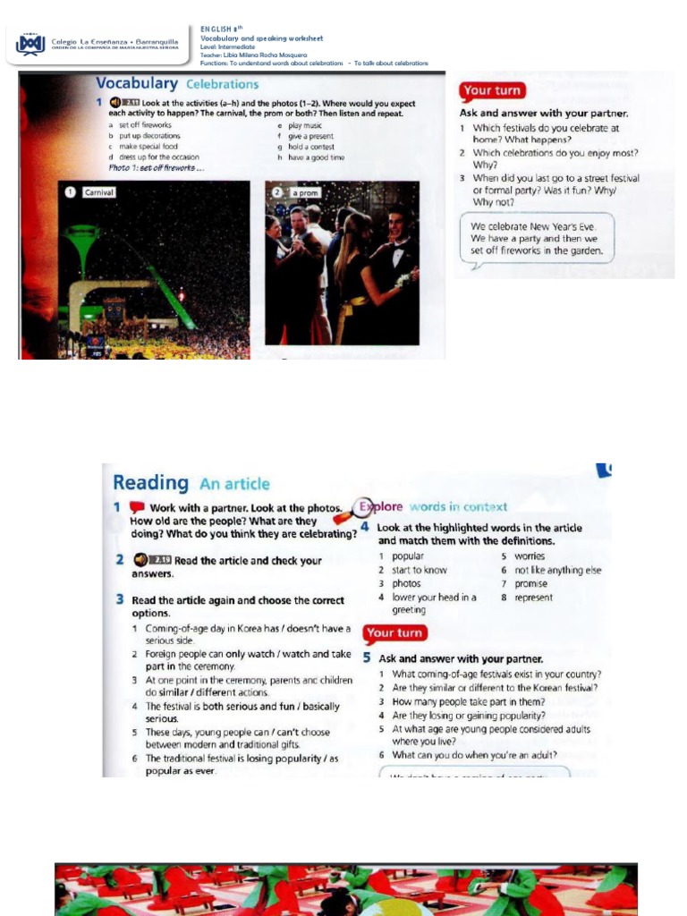 Intermediate Celebration Vocabulary | PDF