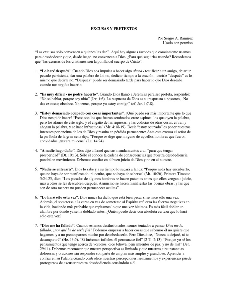 Excusas y Pretextos | PDF | Saulo | Pecado