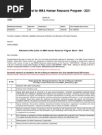 Final Score Card For MBA Human Resource Program - 2021