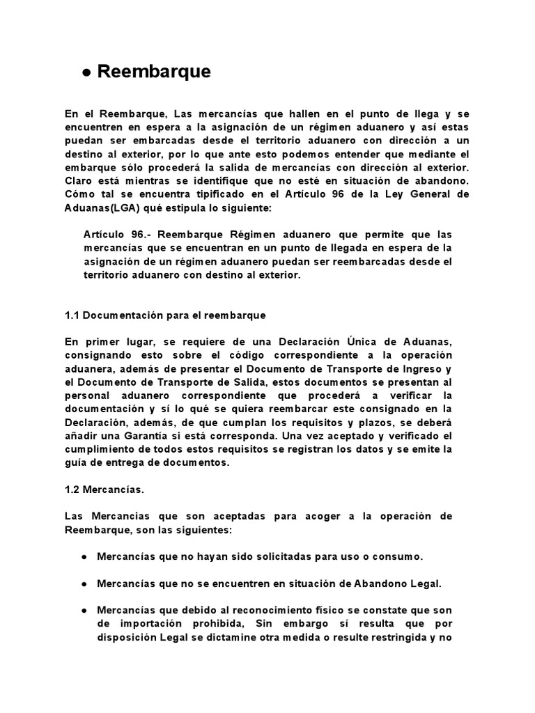 Reembarque | PDF | aduana | Gobierno