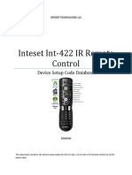 Inteset Int-422 IR Remote Device Setup Code Database