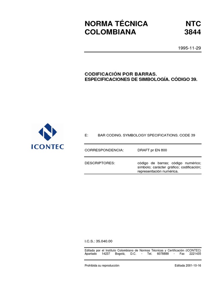 Especificaciones del Código de Barras 39 | PDF | Ascii | Notación
