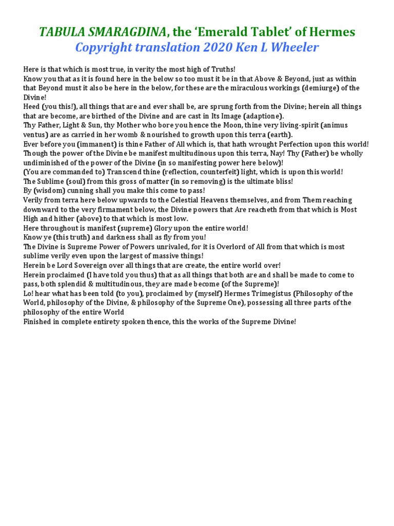 Emerald Tablet Pdf: The Emerald Tablets Of Toth Pdf – MRDHN