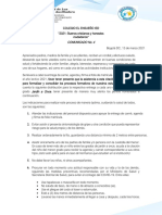 COMUNICADO No. 04 Entrega de Agenda, Carnet y Folio de Matricula 2021