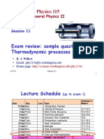 Physics 115: Exam Review: Sample Questions Thermodynamic Processes