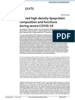 Altered High Density Lipoprotein Composition and Functions During Severe COVID 19