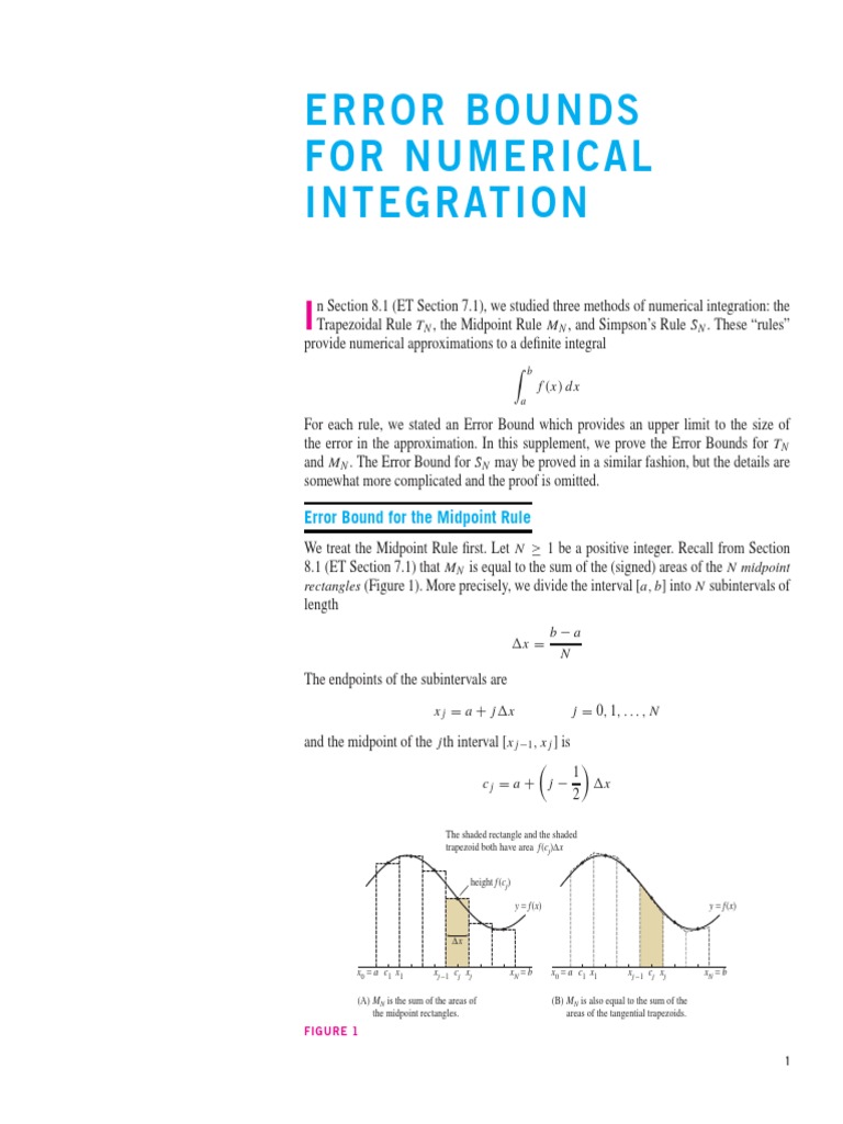 Errorbounds Fornumerical Integration: Error Bound For The Midpoint Rule ...