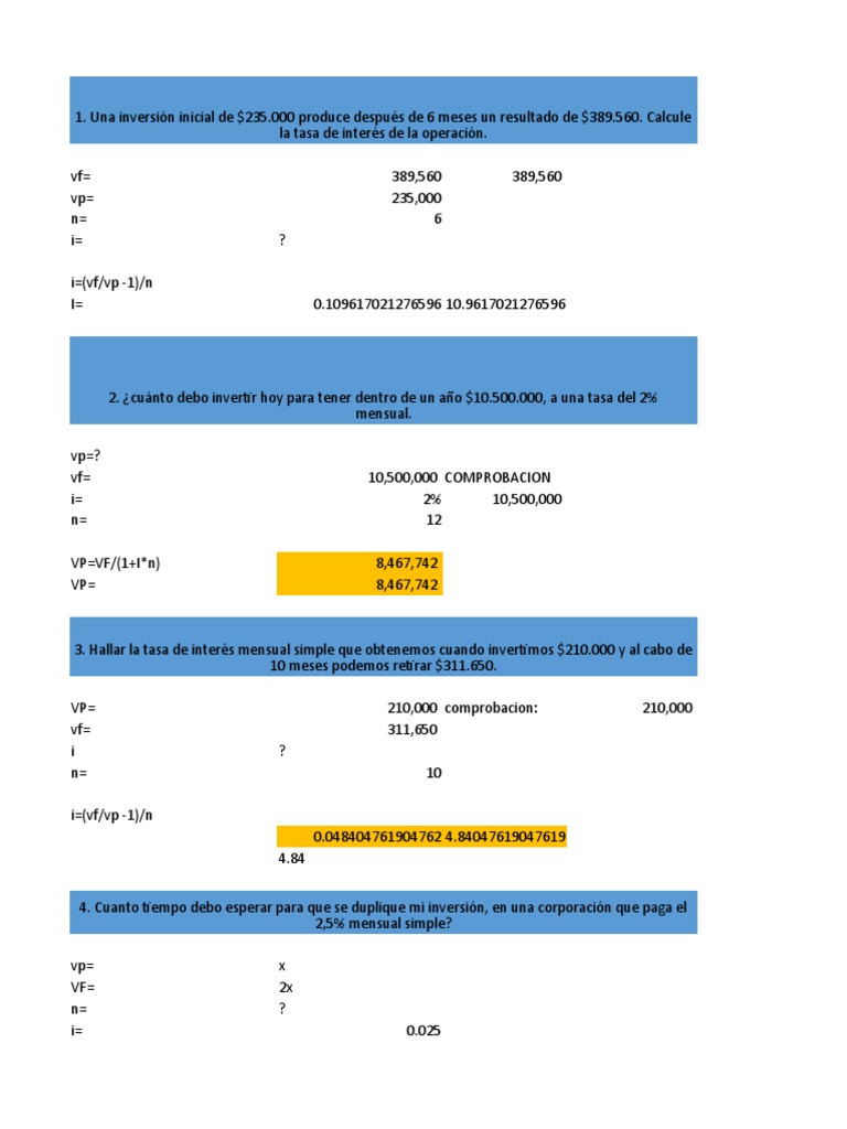 Ejercicios de Interés Simple | PDF | Deuda | Responsabilidad ...