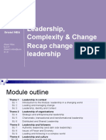 Leadership, Complexity & Change Recap Change and Leadership: Bristol MBA