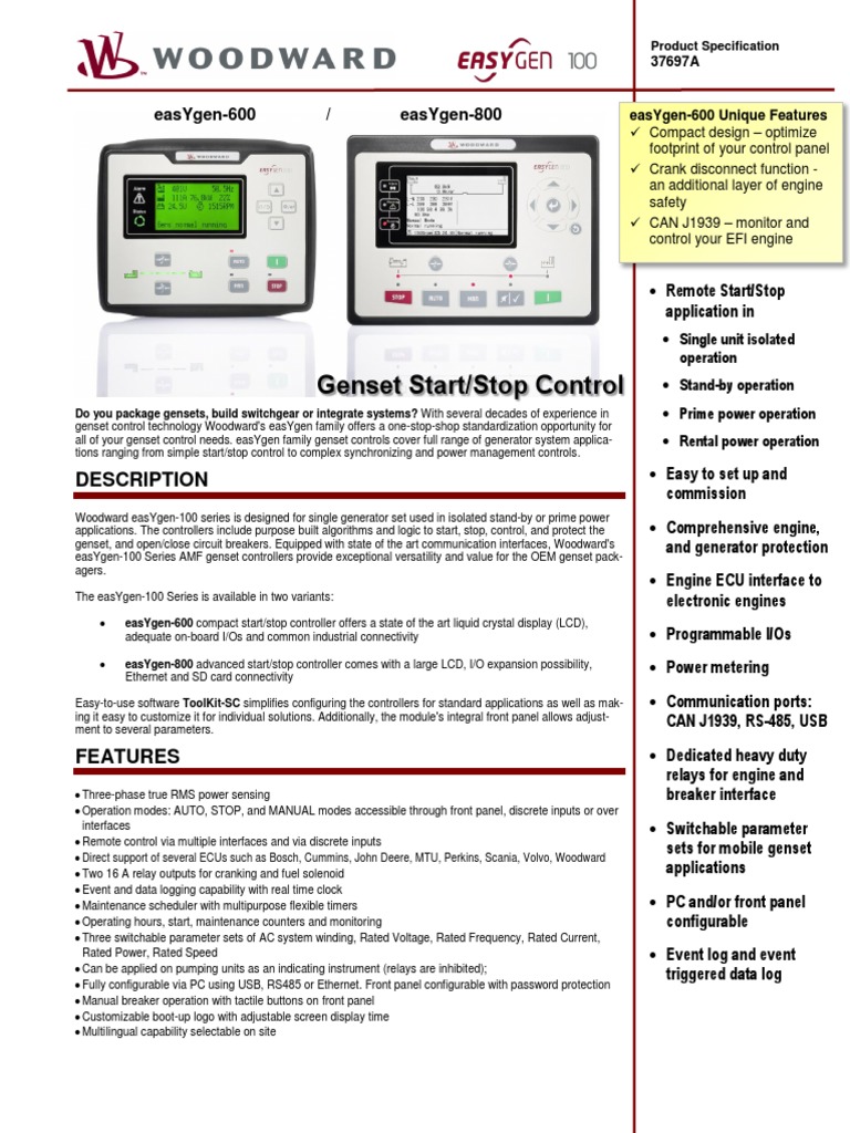 Genset Start/Stop Control: Description | PDF | Mains Electricity | Relay