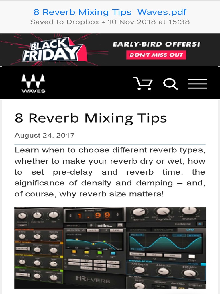8 Reverb Mixing Tips Waves PDF Qualia Sound Technology