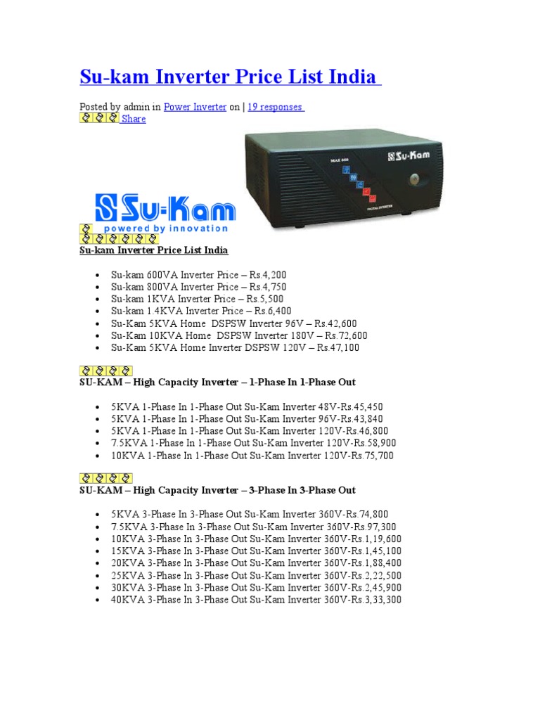 SuKam Inverter Price List India Power Inverter 19, 46 OFF