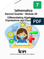 Second Quarter - Module 29 Differentiating Algebraic Expressions and Equations