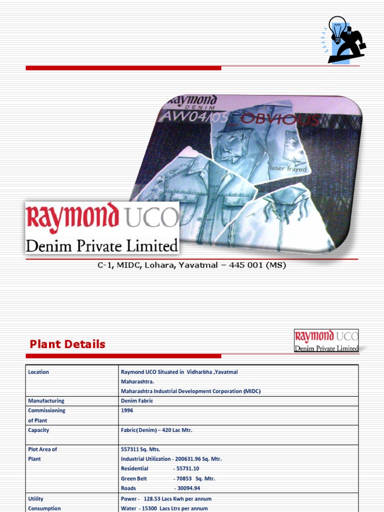 Raymond UCO Denim Plant Overview | PDF | Energy Conservation | Energy ...